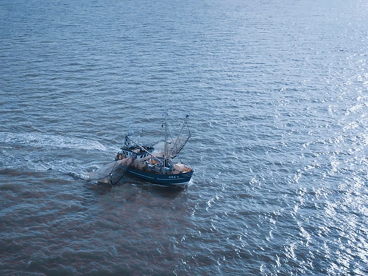 Fischkutter auf dem Meer von weitem