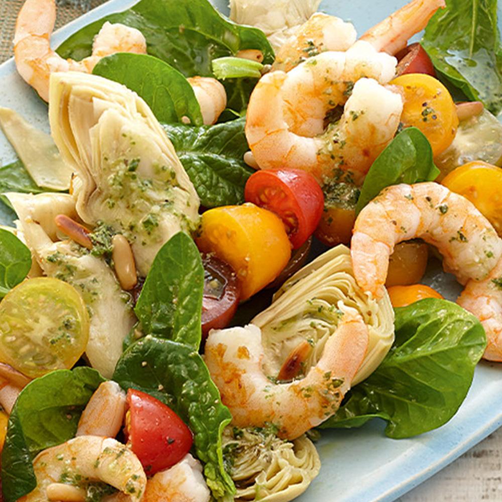 Artischockensalat mit Pacific Prawns