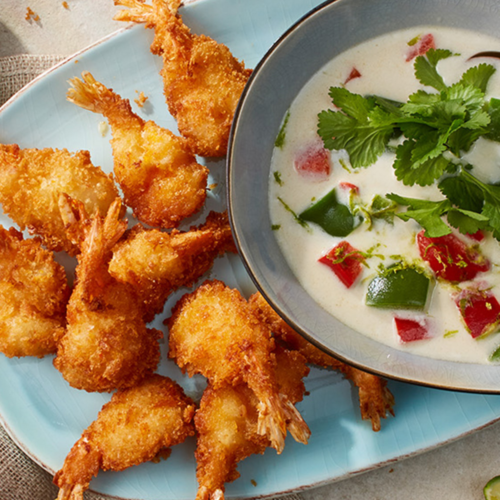 Kokossuppe mit Garnelen Knusper